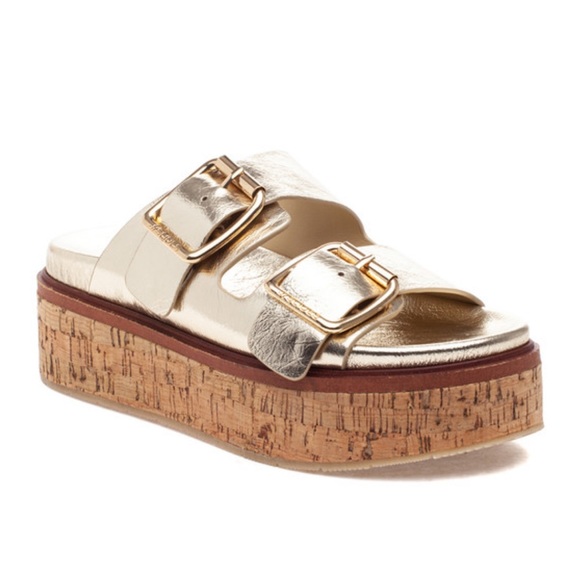 J/SLIDES Shoes - NWT J/SLIDES BELINDA Light Gold Leather Sandal